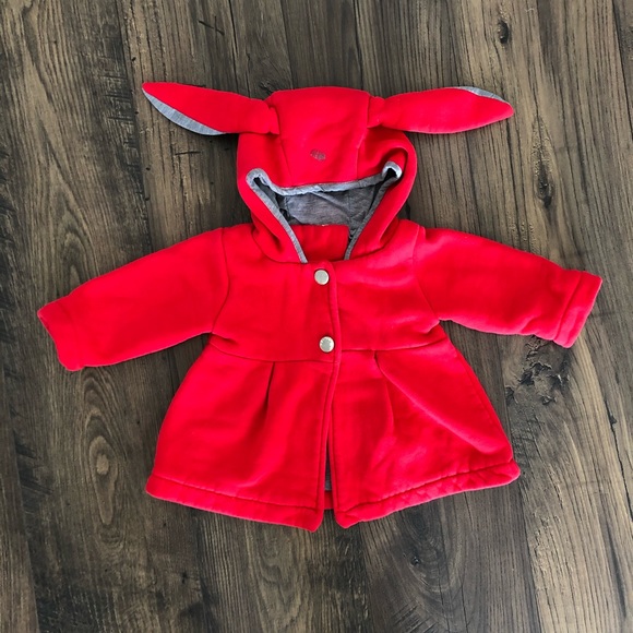 Other - Red Bunny Ears Coat Jacket Sweater Baby Girl’s